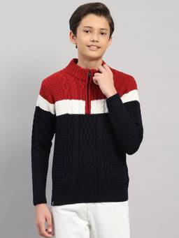 Monte Carlo - Navy Blue Acrylic Blend Full Sleeves Sweater