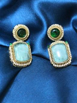 Spring Soul - Green Stone Gold-Plated Earrings