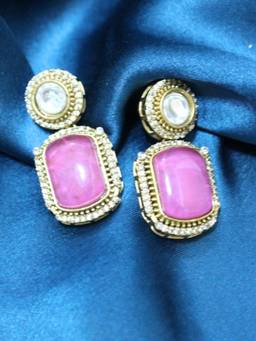 Spring Soul - Pink Stone Gold-Plated Earrings