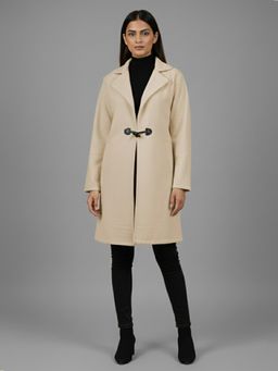 Qurvii - Beige Longline Fleece Coat