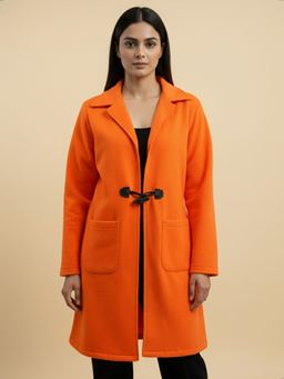 Qurvii - Orange Longline Fleece Coat