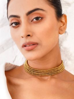 Kastiya Jewels - Natural Hematite Choker Necklace Gold