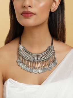 Teejh - Chamak Silver Oxidised Necklace