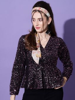 Trend Arrest - Pink Sequin Peplum Top