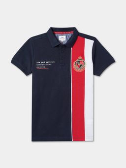 R&B - Boys Navy Blue Colorblock Relaxed Polo T-shirt