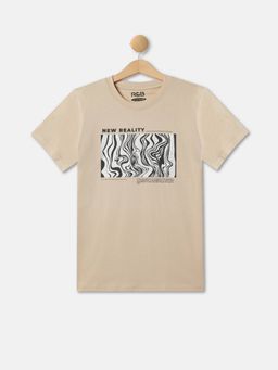 R&B - Boys Beige Printed Relaxed T-shirt