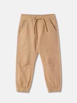 R&B - Boys Beige Solid Relaxed Joggers