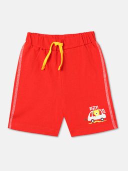 R&B - Boys Red Solid Relaxed Shorts