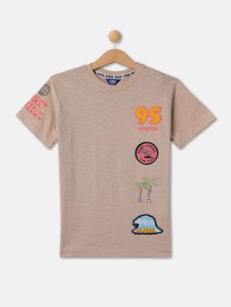 R&B - Boys Beige Printed Relaxed T-shirt