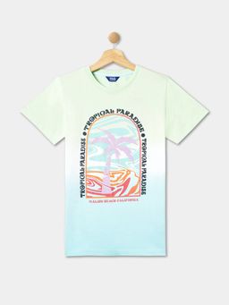 R&B - Boys Green Printed Relaxed T-shirt
