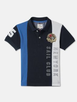 R&B - Boys Navy Blue Colorblock Regular Polo T-shirt