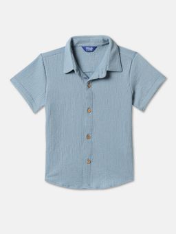 R&B - Boys Blue Solid Plain Regular Shirt