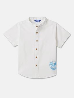 R&B - Boys White Embroidery Regular Shirt