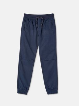 R&B - Boys Navy Blue Solid Relaxed Joggers