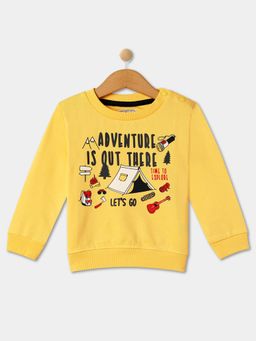 R&B - Boys Yellow Printed Regular Sweatshirts