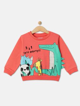 R&B - Boys Coral Graphic Regular Sweatshirts