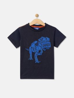 R&B - Boys Navy Blue Graphic Regular T-shirt