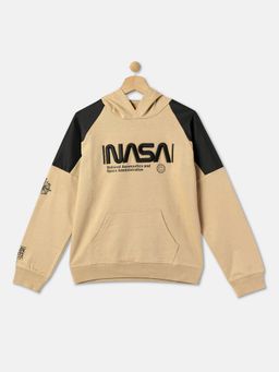 R&B - Boys Beige Printed Regular Hoodie