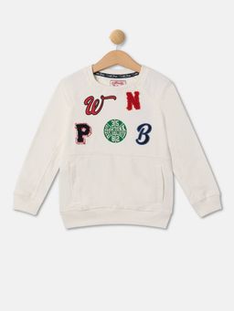 R&B - Boys Off White Embroidered Regular Sweatshirts