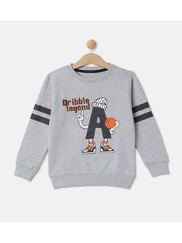 R&B - Boys Grey Printed Regular Sweatshirts