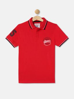 R&B - Boys Red Soild Regular Polo T-shirt
