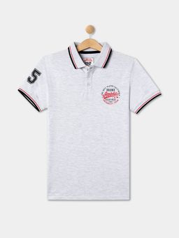 R&B - Boys Grey Soild Regular Polo T-shirt