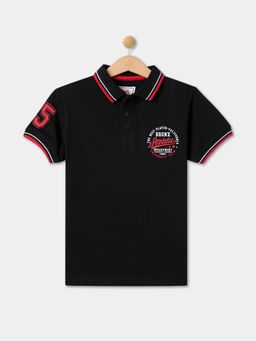 R&B - Boys Black Soild Regular Polo T-shirt