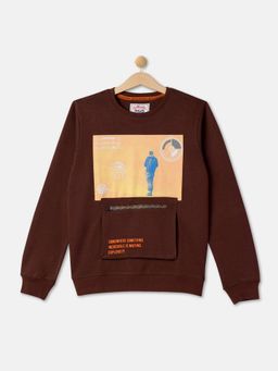 R&B - Boys Brown Printed Regular Sweatshirts