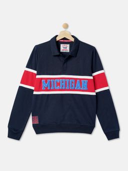 R&B - Boys Navy Blue Colorblock Regular Sweatshirts