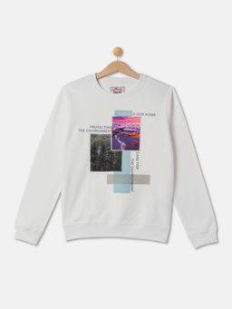 R&B - Boys White Printed Regular Sweatshirts