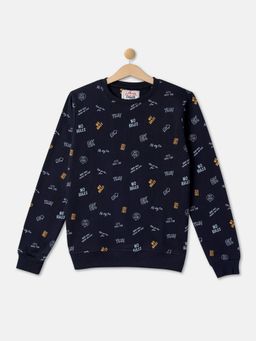 R&B - Boys Navy Blue Conversational Novelty Regular Sweatshirts