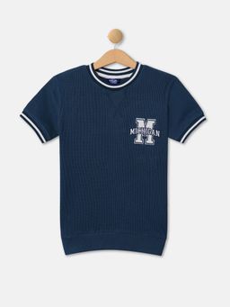 R&B - Boys Navy Blue Applique Regular T-shirt