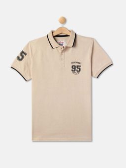 R&B - Boys Beige Soild Regular Polo T-shirt