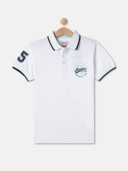 R&B - Boys White Soild Regular Polo T-shirt