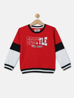 R&B - Boys Red Colorblock Regular Sweatshirts