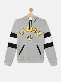 R&B - Boys Grey Typoghraphy Regular Hoodie