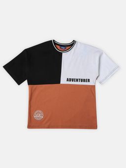 R&B - Boys Brown Colorblock Regular T-shirt