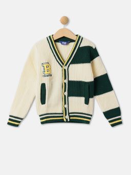 R&B - Boys Cream Applique Regular Cardigan