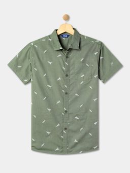 R&B - Boys Green Conversational Novelty Regular Shirt