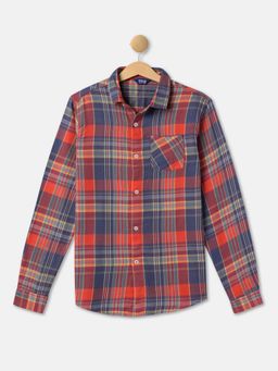 R&B - Boys Red Checks Plaid Regular Shirt