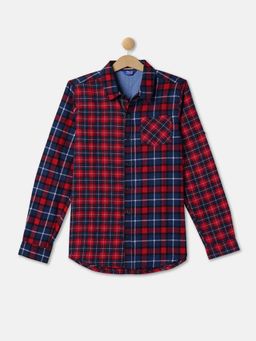 R&B - Boys Red Checks Plaid Regular Shirt