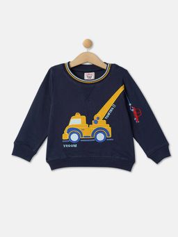 R&B - Boys Navy Blue Embroidered Regular Sweatshirts