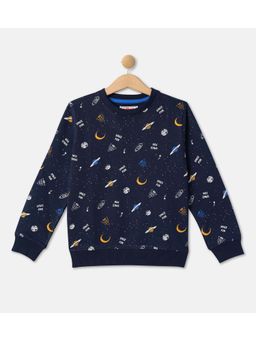 R&B - Boys Navy Blue Conversational Novelty Regular Sweatshirts