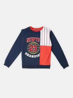 R&B - Boys Navy Blue Colorblock Regular Sweatshirts
