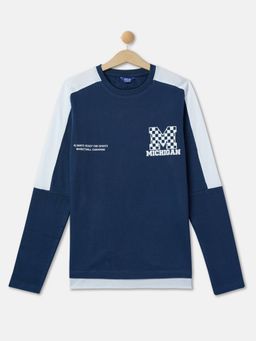 R&B - Boys Navy Blue Graphic Regular T-shirt