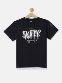 R&B - Boys Charcoal Typoghraphy Regular T-shirt