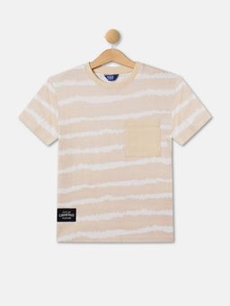 R&B - Boys Beige Stripes Regular T-shirt