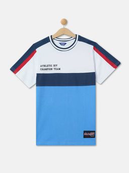 R&B - Boys White Colorblock Regular T-shirt