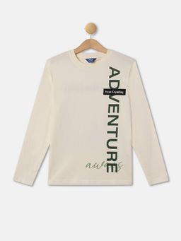 R&B - Boys Beige Printed Regular T-shirt