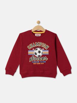 R&B - Boys Red Printed Regular Sweatshirts